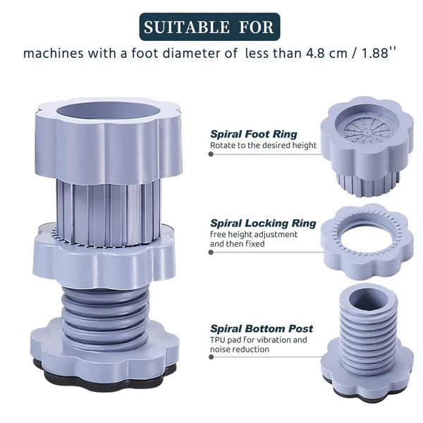 TravoShop™️ Washing Machine Adjustable Height Footpads (Pack of 4)